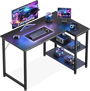 Coleshome Escritorio Gaming 100x70cm Escritorio Esquinero con Estante por 54.14€