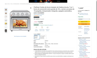 Chefman 18L Air Fryer Oven Combo por $1,648 | Amazon