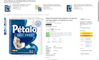 Papel Higiénico Pétalo Maxi Resist 32 rollos por $149 | Amazon