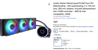 Cooler Master MasterLiquid PL360 Flux voor €94 bij Amazon