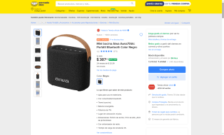 Mini Bocina Aiwa AWS70BTC por $387 | Ahorro Mercado Libre