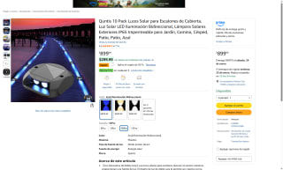 Set 10 Luces Solares Quntis IP65 por $450 | Amazon
