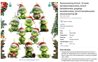 Grinch kerstdecoratie 10stuks voor €1,99 bij Amazon