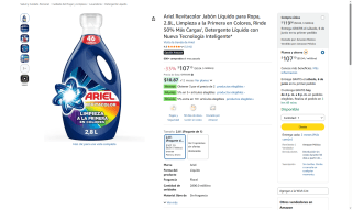 Jabón Ariel Revitacolor 2.8L por $119 | Oferta Amazon