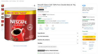 Nescafé Clásico Café 100% Puro soluble bote de 1 kg por $486 en Amazon