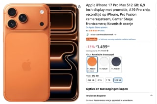 Apple iPhone 17 Pro Max 512GB Oranje voor €1.499 bij Amazon Belgie