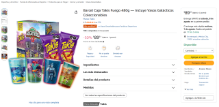 Caja Takis Fuego 480 g por $90 en Amazon