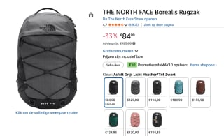 The North Face Borealis rugzak voor €74 dmv code bij Amazon