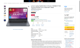 Lenovo IdeaPad Slim 3 Chrome 14IAN8 8GB 128GB por $5,269 | Amazon