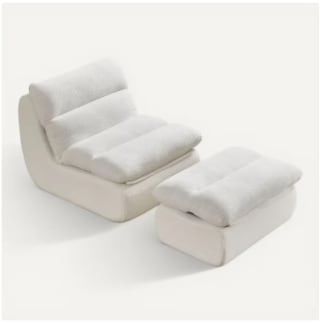Fauteuil Poire En Velours Côtelé OKMYHOME avec Repose-pieds à 79,99€