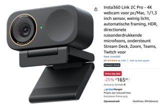 Insta360 Link 2C Pro Graphite Black voor €165 bij Amazon