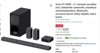 Sony HT-S40R - Soundbar met subwoofer en draadloze achterspeakers voor €222,02
