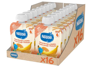 Pack 16 x 90g de Nestlé Papillas Bolsita Puré Plátano Naranja Galleta por 4.27€