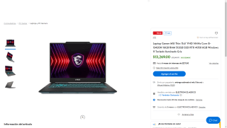 Laptop MSI 15.6" 144Hz 16GB RAM $13,269 | Oferta Walmart