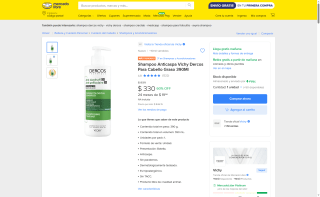 Shampoo Anticaspa Vichy 390ml por $330 | Oferta Mercado Libre