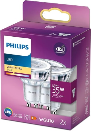 Philips Led spot GU10 35W 2 stuks voor €4,87 bij Amazon