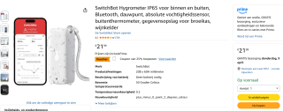 SwitchBot Hygrometer IP65 voor €21,99