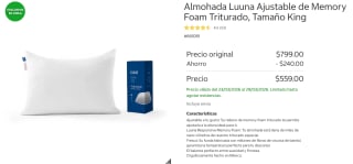 Almohada Luuna Ajustable King por $559 | Costco