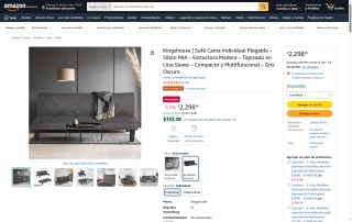 Sofá Cama Individual Kingshouse MIA Gris Oscuro por $2,299 | Amazon