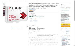 PNY 512GB microSDXC Clase 10 por $872 | Amazon
