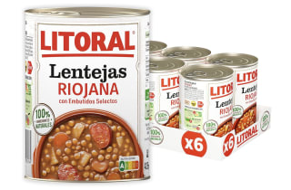 Litoral Lentejas a la riojana plato preparado sin gluten 6 latas de 425g a 12,71€