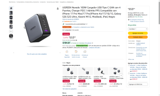 Cargador UGREEN Nexode 100W GaN por $554 | Oferta Amazon