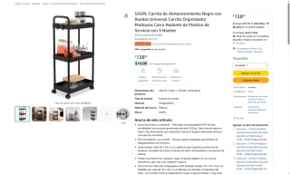 Carrito de Almacenamiento GAON 3 Niveles por $138 | Amazon