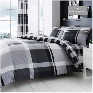 Gaveno Cavailia Waverly Check King Duvet Cover Set – Grey – £9.35