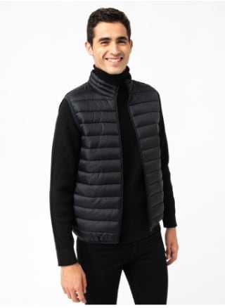 Doudoune sans manches légère à avec col montant homme noir à 6,89€