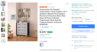 Ropero de Plástico por $205 en Mercado Libre