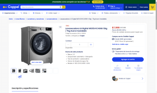 Lavasecadora LG 12kg por $7,999 | Coppel