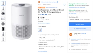 Xiaomi Smart Air Purifier 4 Compact por $1,719 en Mercado Libre