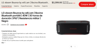 Bocina LG xboom Bounce 40W por $2,889 | SPEI