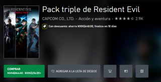 Pack triple de Resident Evil por $217 | Oferta Xbox Store
