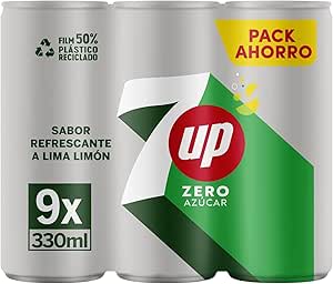 7UP Zero Refresco con sabor a lima-limón, sin azúcar pack 9 latas x 330 ml. por 2.83€