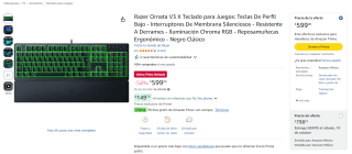 Razer Ornata V3 X Teclado para Juegos por $599 en Amazon
