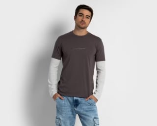 Playera Manga Larga Gris Strona para Hombre por $49 en Coppel