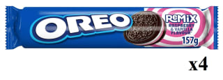 4 x Galletas rellenas de frambuesa y vainilla remix Oreo paquete 157 g por 3.86€