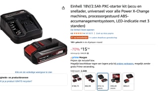 Einhell 18 V/2.5 Ah Power X-Change starter kit voor €15,14 bij Amazon