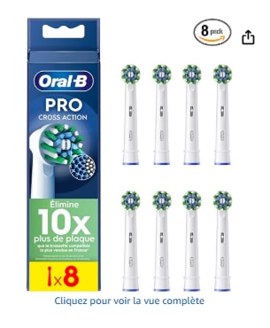 Pack de 8 brossettes Oral-B Pro Cross Action à 14,99€