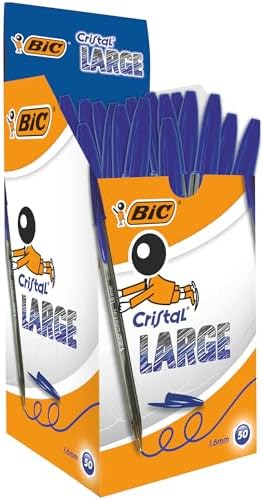50 bolígrafos BIC Cristal Large Punta Media Azul por 10.49€