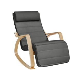 SONGMICS Silla Mecedora con Apoyabrazos Madera Abedul con Reposapiés por 55.99€