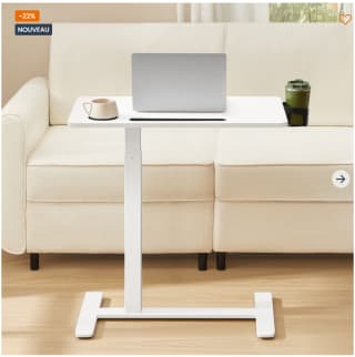 Bureau VASAGLE Assis-Debout sur roulettes Blanc Nuage à 69,90€