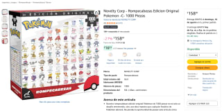 Novelty Corp Rompecabezas Edición Original Pokémon (1000 piezas) por $158 en Amazon
