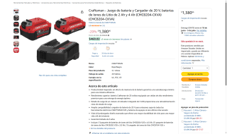 Kit Craftsman Baterías V20 por $1,380 | Descuento Amazon