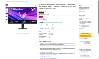 Monitor Gamer LG Ultragear 24" IPS FullHD por $2,099 | Oferta Amazon