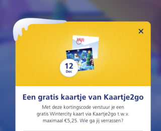 Claim een gratis kaartje + postzegel twv 5,25 euro bij Kaartje2go via NS wintercity