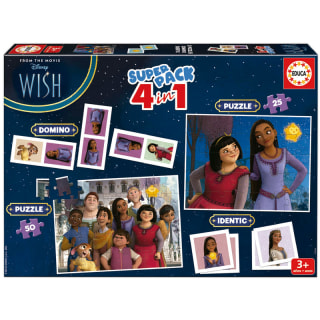 Superpack Wish Juegos de Mesa Infantiles 4 en 1 con Puzzles y Dominó por 3.99€