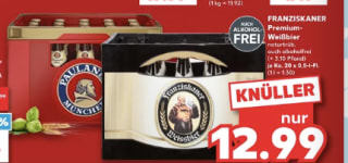 Franziskaner Weissbier (20 x 0,5 l) voor €12,99 bij Kaufland