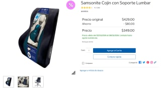 Cojín Samsonite con Soporte Lumbar por $349 | Oferta Costco
